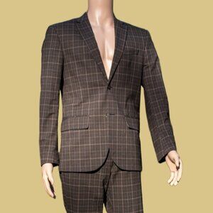 H&M Brown Plaid, Slim Fit Suit Jacket/Blazer (38R) - Excellent Condition